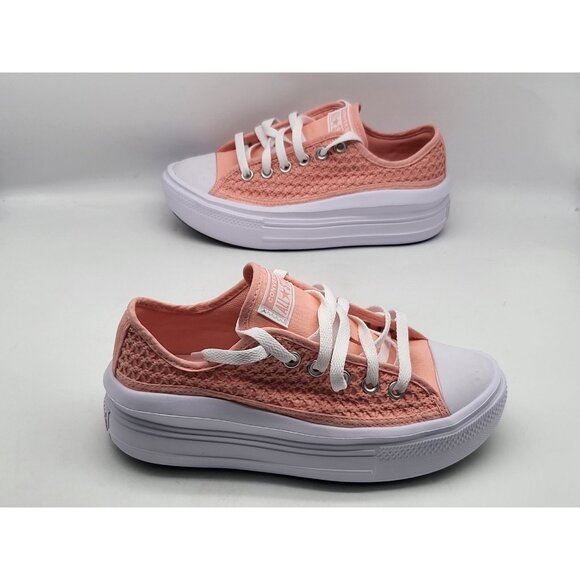 Converse All Star Shoes Youth Size 5.5 Pink Crochet Platform Lace Up Sneakers - Picture 4 of 10